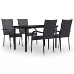 vidaXL Ensemble de salle à manger d'extérieur 5 Pièces Noir