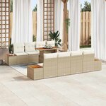 vidaXL Ensemble de canapé de jardin 9 Pièces Beige Poly rotin