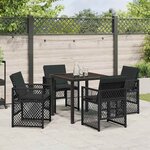 vidaXL Ensemble de salle à manger pour jardin 5 Pièces Noir polyrotin