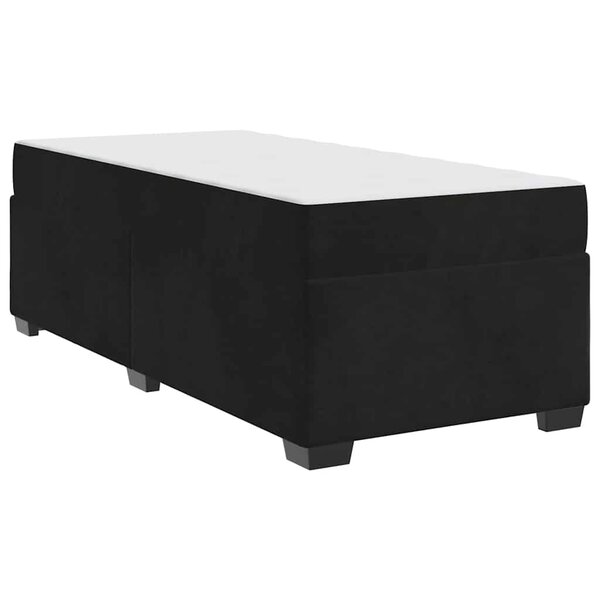 vidaXL Cadre de lit avec matelas Noir 90 x 200 cm tissu