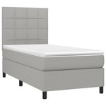 vidaXL Sommier à lattes de lit avec matelas et LED Gris clair 90x200cm