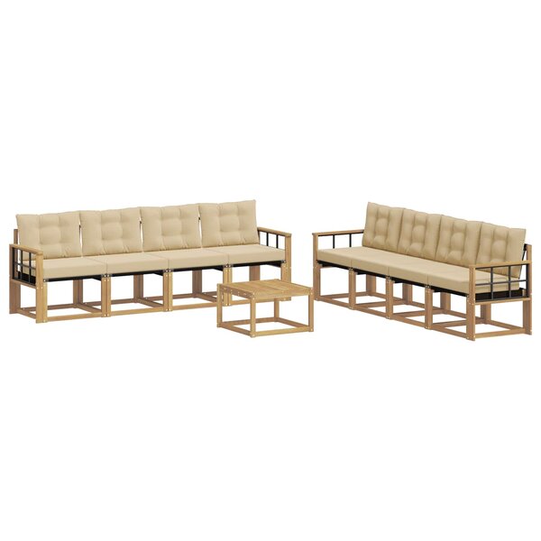 vidaXL Ensemble de canapés d'extérieur 9 Pièces Blanc et Beige