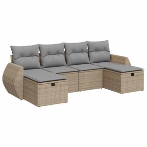 vidaXL Salon de jardin avec coussins 6 Pièces beige résine tressée