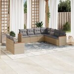 vidaXL Salon de jardin avec coussins 9 Pièces beige résine tressée