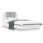 vidaXL Cadre de lit avec tête de lit blanc 75x190 cm bois d'ingénierie