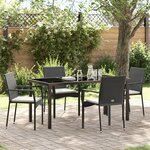 vidaXL Ensemble de salle à manger de jardin 5 pièces avec coussins Noir Poly Rattan