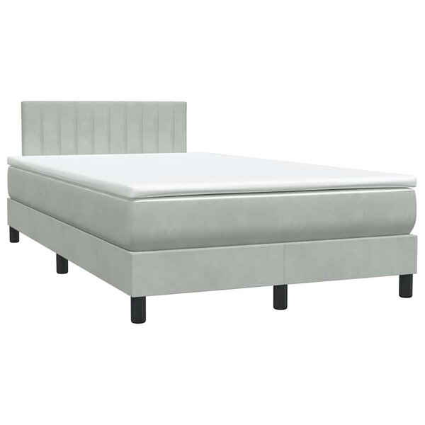 vidaXL Sommier à lattes de lit et matelas gris clair 120x220cm velours