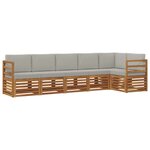 vidaXL Ensemble de canapés d'extérieur 6 pc Gris Naturel et Clair