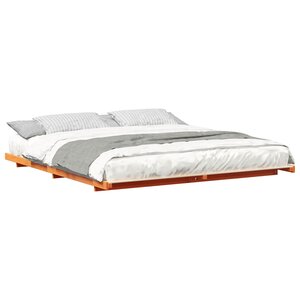 vidaXL Cadre de lit surélevé Marron cire 200 x 220 cm