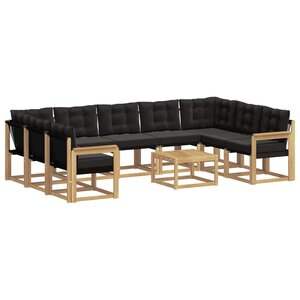 vidaXL Ensemble de canapés d'extérieur 10 Pièces Blanc et noir