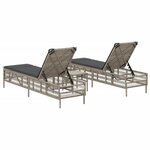 vidaXL Chaises longues lot de 2 avec table gris clair résine tressée
