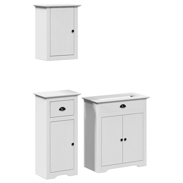 vidaXL Meubles de salle de bain 3 Pièces BODO blanc bois de pin massif