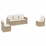 vidaXL Salon de jardin avec coussins 5 Pièces beige résine tressée