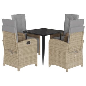 vidaXL Ensemble à manger de jardin coussins 5 Pièces mélange beige rotin