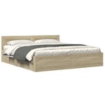 vidaXL Cadre de lit tête de lit sans matelas chêne sonoma 180x200 cm