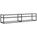 vidaXL Meuble TV Marbre blanc 200x40x40 5 cm Verre trempé