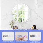 Miroir mural rond à led et fonction anti-buée miroir de courtoisie étanche avec 3 couleurs 58 lumières écran tactile miroir de maquillage argent 20_0008919