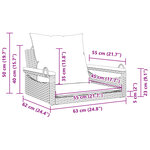 vidaXL Balancelle avec coussins marron 63x62x40 cm résine tressée