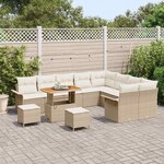 vidaXL Ensemble de canapé de jardin avec coussin 12 Pièces Beige et crème