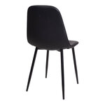 2 chaises de salle à manger en cuir synthétique noir avec pieds noirs