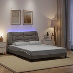 vidaXL Cadre de lit avec LED sans matelas taupe 120x200 cm tissu