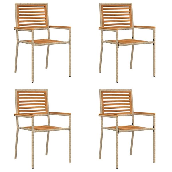 vidaXL Chaises empilables de jardin 4 Pièces Marron  Beige