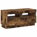 vidaXL Meuble TV avec lumières LED chêne fumé 80x35x40 cm