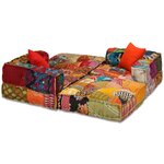 vidaXL Pouf modulaire à 3 places Patchwork Tissu