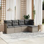 vidaXL Salon de jardin 5 Pièces avec coussins gris clair résine tressée