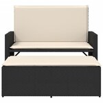 vidaXL Banc de jardin avec coussins et repose-pied noir résine tressée