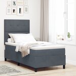 Lit à ressorts vidaXL avec matelas gris foncé 100x200 cm en velours