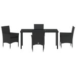 Ensemble de Salle à Manger de Jardin 5 Pièces avec Coussins en Poly Rattan Noir