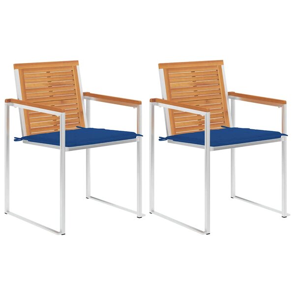 vidaXL Chaises de jardin avec coussins lot de 2 Acacia solide et acier