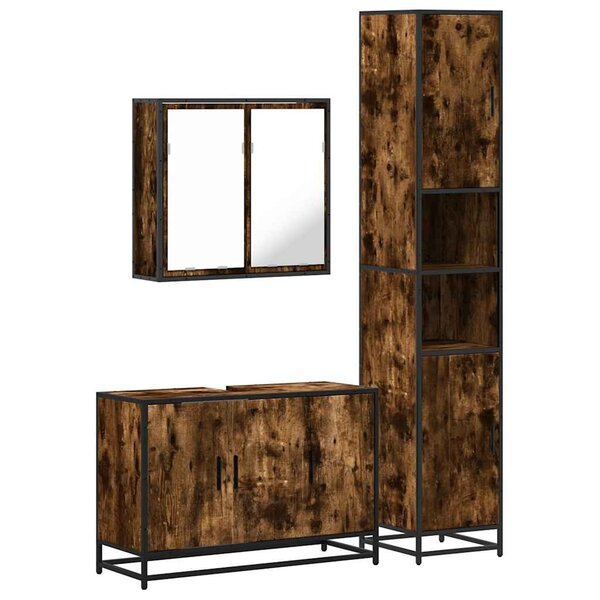 vidaXL Ensemble de meubles de salle de bain 3 Pièces Chêne fumé