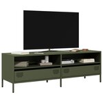 vidaXL Meuble TV vert olive 135x39x43 5 cm acier laminé à froid
