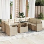vidaXL Salon de jardin avec coussins 10 Pièces beige résine tressée