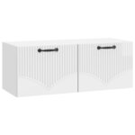 vidaXL Meuble TV mural Montage mural Blanc brillant 78 5 x 31 x 30 cm