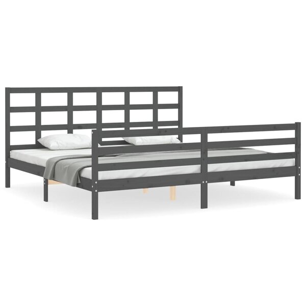 vidaXL Cadre de lit sans matelas gris 200x200 cm bois massif