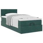 vidaXL Cadre de lit ottoman avec matelas vert foncé 100x200 cm velours