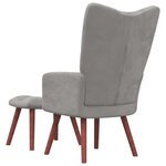 vidaXL Chaise de relaxation avec repose-pied Gris clair Velours