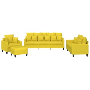 vidaXL Ensemble de canapés 4 Pièces avec coussins jaune clair tissu