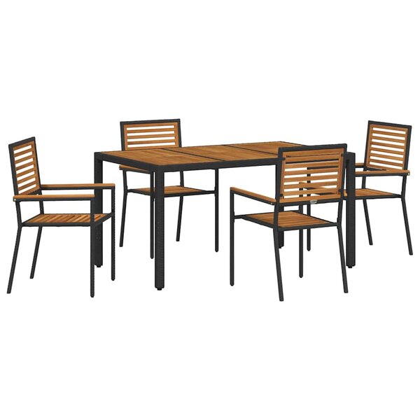 vidaXL Ensemble de salle à manger pour jardin 5 Pièces Noir
