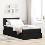 vidaXL Lit de rangement LED avec matelas Noir 90 x 190 cm Tissu