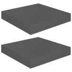 vidaXL Étagère murale flottante 2 Pièces Gris brillant 23x23 5x3 8 cm MDF