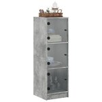 vidaXL Buffet avec portes en verre gris béton 35x37x109 cm