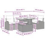 vidaXL Ensemble de Canapés de Jardin 6 Pièces avec Coussins Noir Rattan Poly