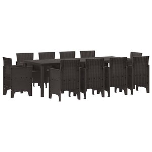 vidaXL Ensemble de salle à manger pour jardin 11 Pièces Marron