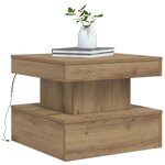 vidaXL Table basse avec lumières LED chêne artisanal 50x50x40 cm