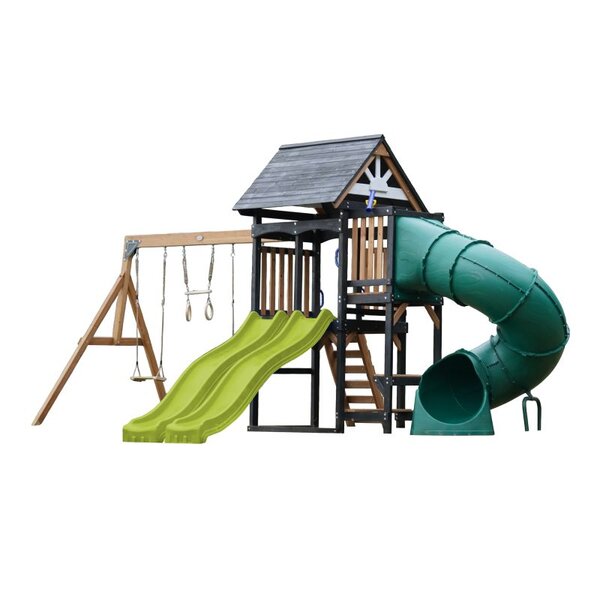 Aire de jeux - Toboggan vert citron et toboggan tubulaire - Cody