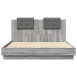 vidaXL Cadre de lit tête de lit et lumières LED sonoma gris 150x200 cm